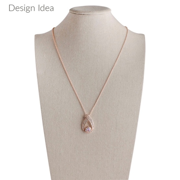 Rose Gold Plated Pendant Necklace Includes 26" Chain and 3 Mini Snaps 12mm Shown - Picture 4 of 4